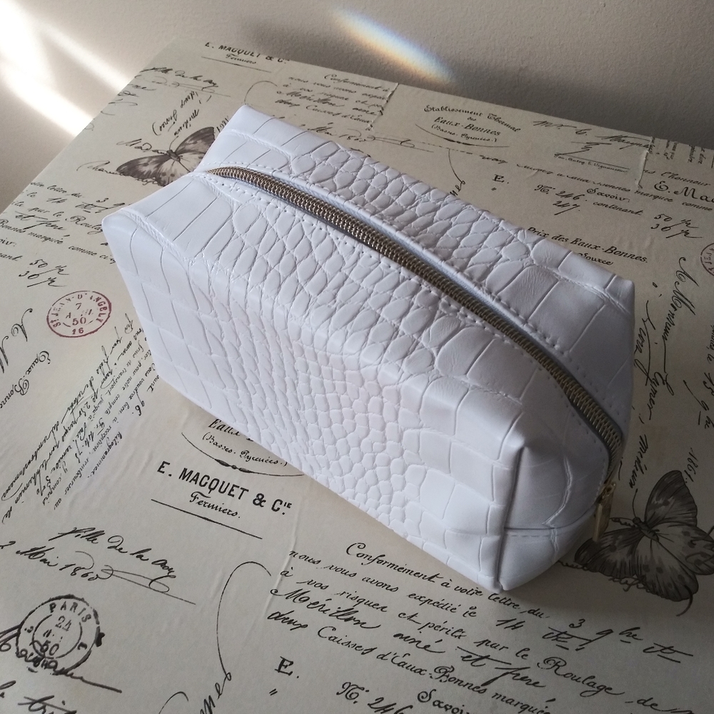 Tarte White Croc Makeup Bag